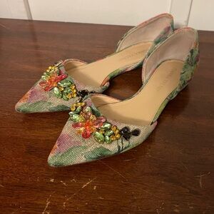 Ivanka Trump Floral Embellished Flats - Green and Pink size 7.5
